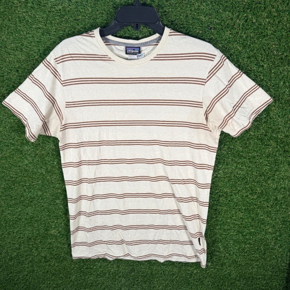 Patagonia Other - Patagonia Organic Cotton Striped T Shirt Men's Size Medium Cream Brown Casual